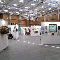 Temporary walls set up for art gallery