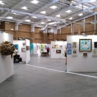 Temporary walls set up for art gallery